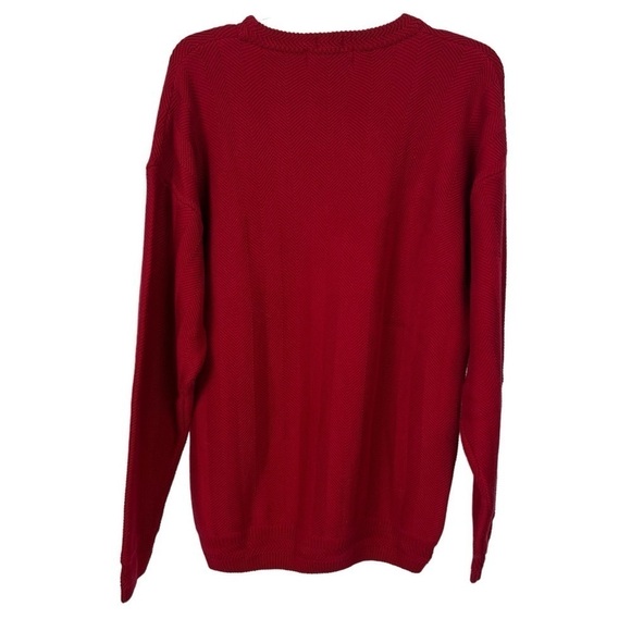 Chaps Ralph Lauren Men’s Pullover Sweater Sz Medium Color Red Stretch Chunky - Picture 3 of 10